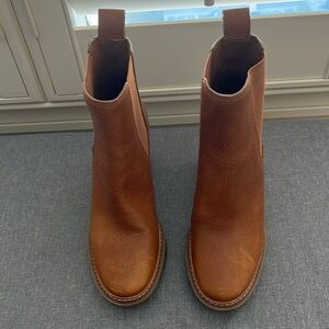 Beautiful Tory Burch booties with lug sole.   Worn twice.